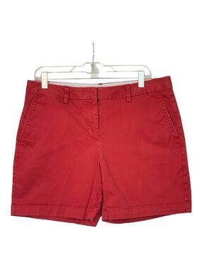 Lands End Women's Red Cotton Chino Shorts Preppy Mid Rise Size 12P